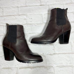FRYE Tate Chelsea Heeled Leather Boots Dark Brown 6.5 37